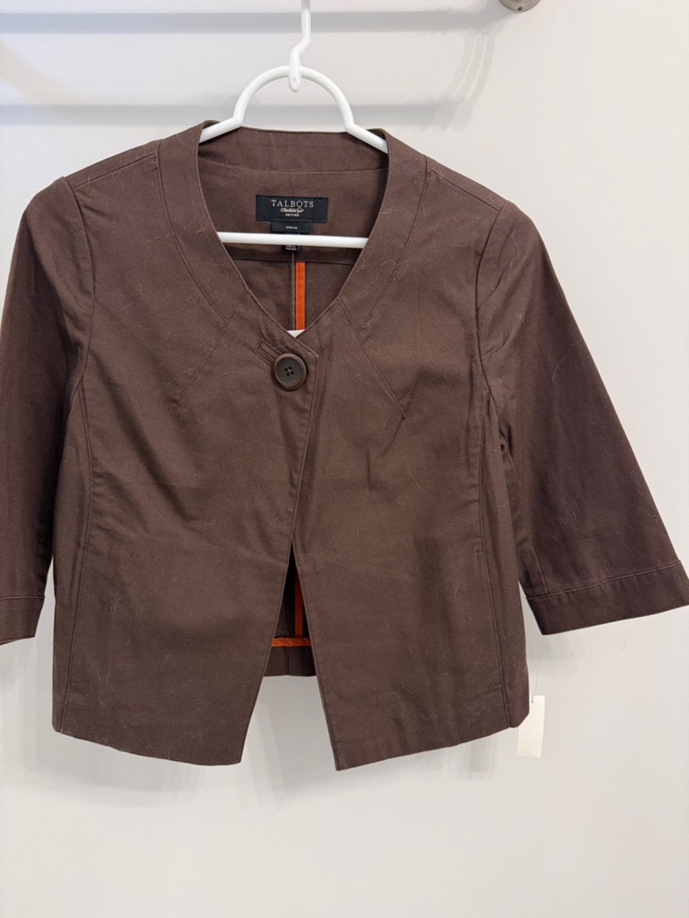 Talbots Chocolate Brown Cropped Single-Button Jacket